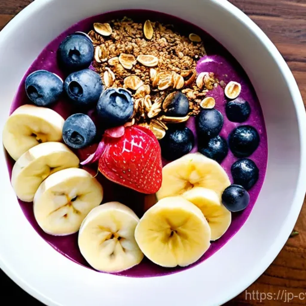 대체 단백질 요리법으로 만드는 스무디 볼 - **Morning Radiance Smoothie Bowl**
    A vibrant and wholesome smoothie bowl sits on a clean, minima...