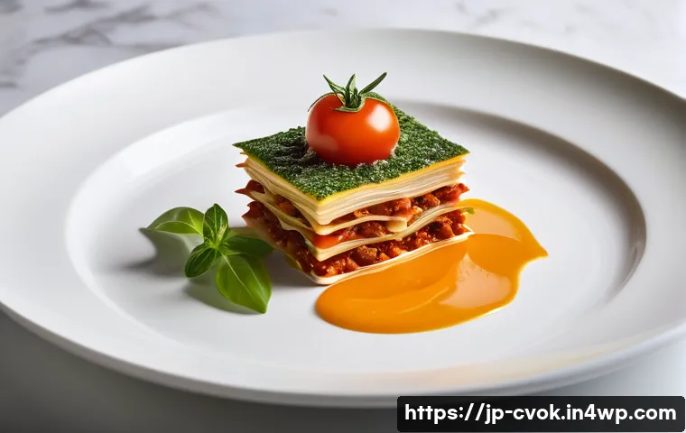 대체 단백질 요리법으로 만드는 프리미엄 요리 - A sophisticated, gourmet plant-based dish, such as a beautifully plated lasagna or a meticulously cr...