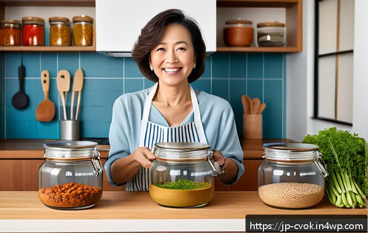 대체 단백질로 만드는 건강한 식사 준비법 - A cozy Japanese kitchen scene featuring a middle-aged woman preparing a healthy meal using tempeh an...